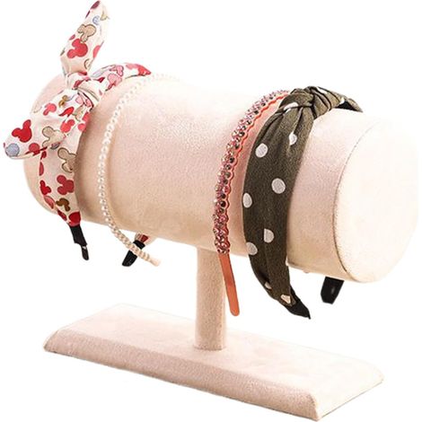 Headband Holder for Girls - Velvet Hairband Organiser Rack for Accessories Fashion Jewellery Display Stand for Bracelets Necklaces Scrunchies Elegant Storage for Bedroom Home 27 x 9 x 20 cm Black (1/5)