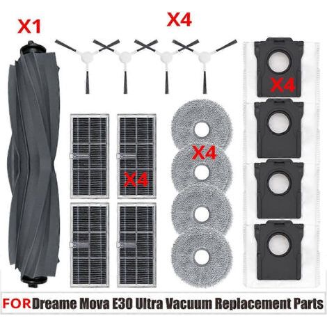 Pièces de rechange pour balayeuses Dreame Mova E30 : brosses latérales de tambour, filtres HEPA, lingettes de nettoyage, sacs à poussière et accessoires (1/5)