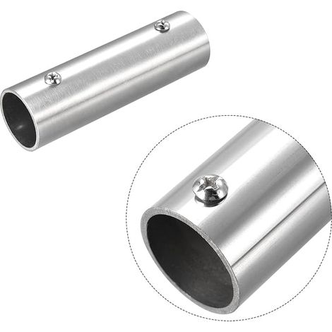Rail Pipe Fitting 2 Way 100mm Length 304 Stainless Steel Straight Connector Brushed 25mm/1" OD Handrail Railing (1/3)