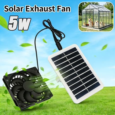Ventilateur d'extraction à énergie solaire portable, extracteur d'air solaire haute efficacité pour l'élimination des odeurs, ventilateur de ventilation léger pour cuisine, serre et camping-car (1/5)