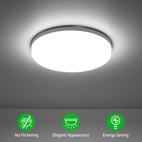 Plafonnier LED encastré rond 24 W pour cuisine, chambre, salle à manger, couloir (6500-7000 K) 2160 lm - blanc - Ø18 cm (1/5)