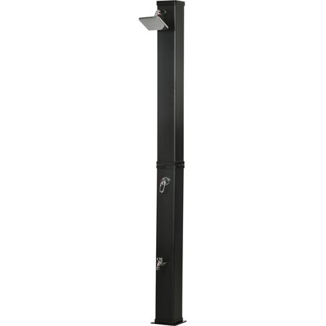 Douche solaire jardin 40L cabine gris noir, eau chaude 60°C, 19x20x217 cm