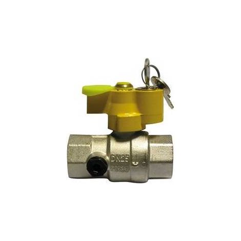 VALVOLA A SFERA GAS FF CON SERRATURA E PRESA PRESSIONE Misura: 1"  DN 25