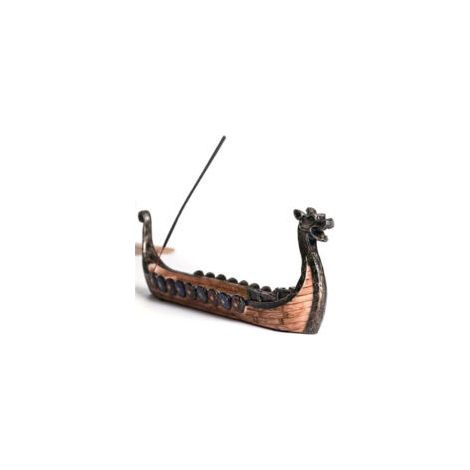 Porte-encens décoratif en résine – Design bateau dragon style viking – 24 × 5 × 12 cm (1/5)