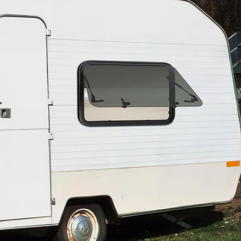 Fenêtre basculante pour camping-car, fenêtre latérale, avec store intégré et moustiquaire, Fenêtre Extérieure à pousser à 85° pour camping-car, caravane, fourgon (800 x 500 mm) (1/5)