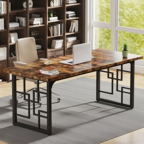 160 cm Laptop-Schreibtisch, fürs Homeoffice, Industriedesign, Metallgestell, Braun