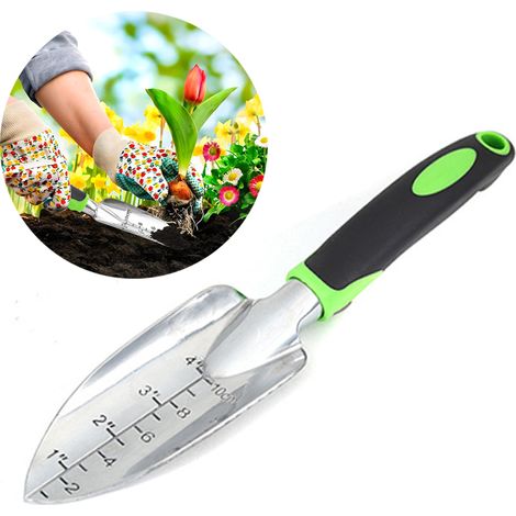 Pelle à échelle en alliage d'aluminium verte, outil de jardin 1 pièce, outils manuels de pelouse et de jardin noire pour la plantation (1/5)