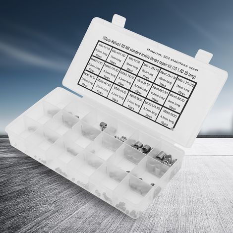 180 inserts filetés en acier inoxydable pour la réparation de filetages M2-M8 (1/5)