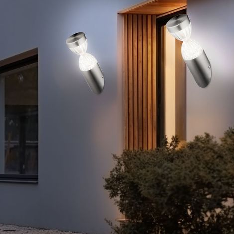 Lampada da parete a LED torcia argento lampada da facciata lampada da porta d'ingresso lampada da giardino, 11W 750lm bianco caldo, PxA 7,6 x 26,5 cm, set da 2