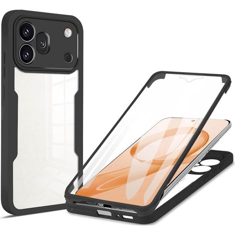 Coque pour Honor 600 Pro 5G, Protection D'écran Intégrée Housse Antichoc Militaire Double Face, Case Bumper Anti-Rayures en Silicone Transparent à 360°, Noir (1/5)