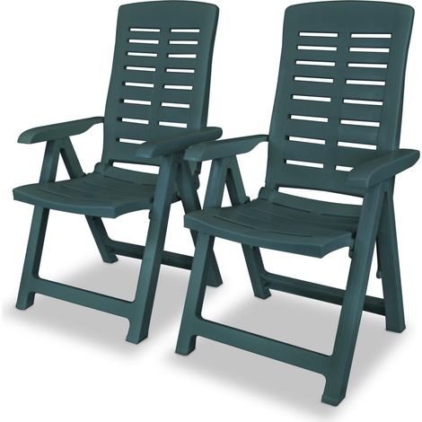2 pcs Chaises inclinables de jardin,Fauteuils à Dîner Plastique Vert -TF31072 (1/5)