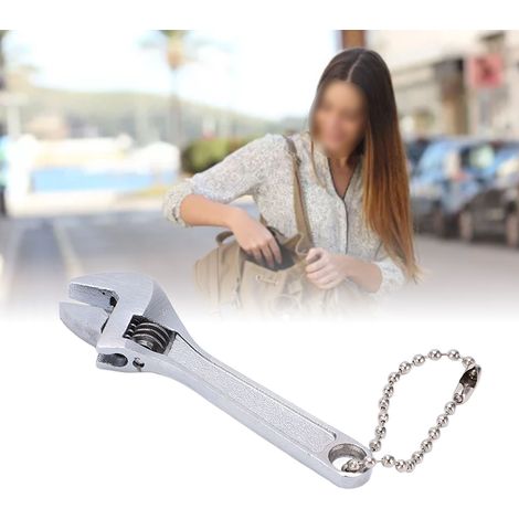 Clé à molette miniature en acier galvanisé, portable et ajustable pour usage professionnel et domestique, 6,35 cm, revêtement argenté. (1/5)