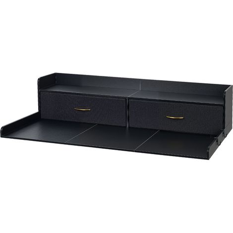 Mophorn Encimera para Lavadora y Secadora 137 x 69,9 cm, Cubierta de Madera con Capacidad de 113 kg, Incluye 2 Cajones, Ganchos Laterales y Estante, Ideal para Cocina, Baño, Lavadero o Balcón, Negro (1/5)