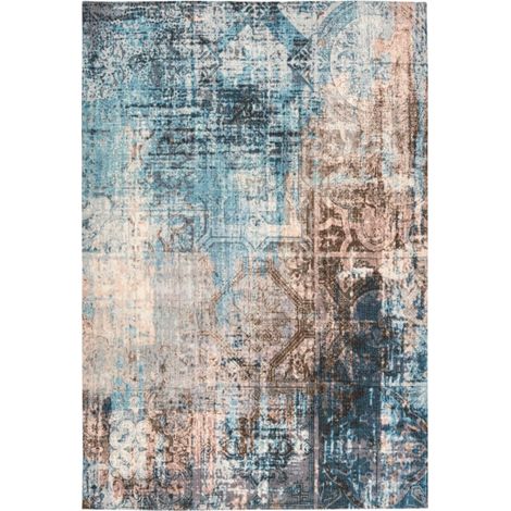 Tapis Vintage à Poils Courts "Indiana III" Bleu 80 x 150 cm (1/4)
