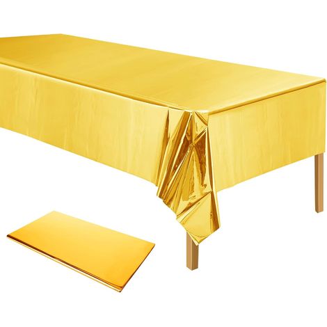 Nappe rectangulaire en Plastique doré métallique pour Mariage, fête prénatale, fête d'anniversaire, 137 x 274 cm (1/5)