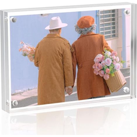 1 pièce Cadre photo magnétique en acrylique - Double face - 9 x 13 cm - Magnétique - Pour photo de 9 x 10 cm, 9 x 13 cm et 8 x 10 cm - Épaisseur : 10 + 10 mm (1/5)