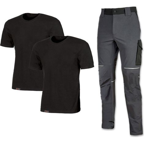 Kit vetements printemps/ete 2 tee-shirt + 1 pantalon de travail world - dtail : s (1/5)