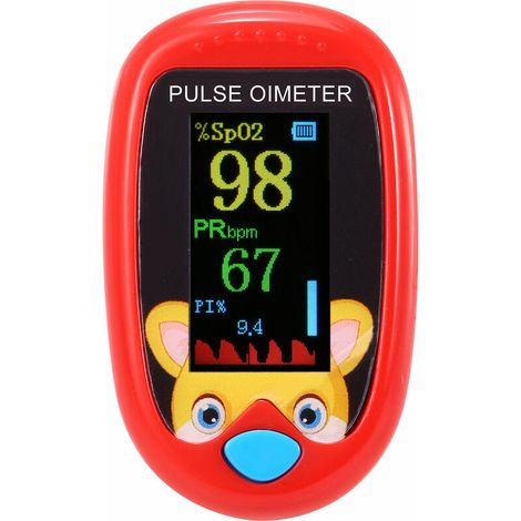 Oxymètre de Pouls pour Enfants Fingertrip Mini Moniteur SpO2 Moniteur de Saturation en Oxygène Moniteur de Fréquence Cardiaque Compteur 5s Lecture Rapide,rouge (1/4)