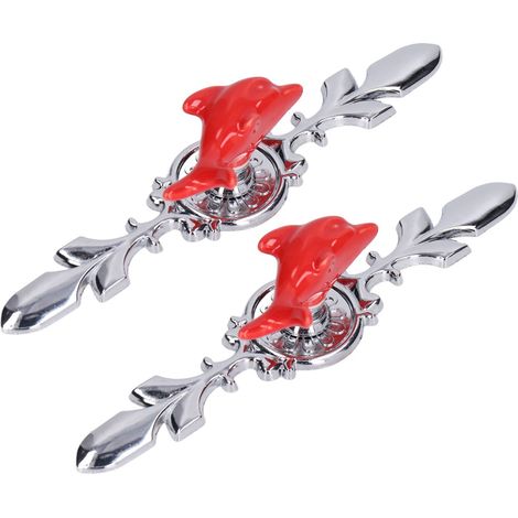 Poignée de tiroir en alliage de zinc, 2 pièces, motif dauphin rouge, pour meuble de cuisine et dressing