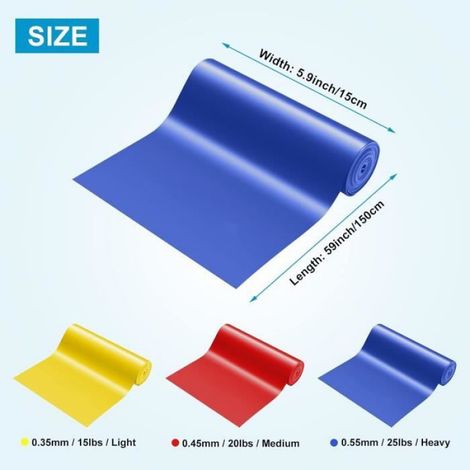 Bande Elastique Musculation (3 pièces), 1.5M/2M Bande Elastique Fitness avec 3 Niveaux de résistance, Bande élastique idéale (1/4)