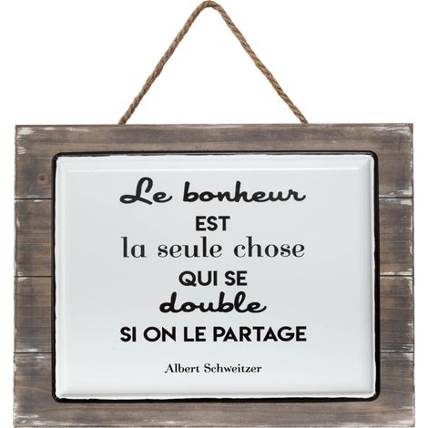 Plakette Citation - Holz und Keramik - weiß - 40x30 -5 cm