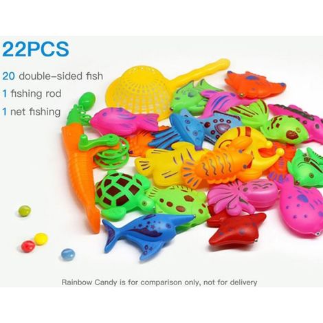 Jouet De Peche Magnetique - Ensemble De 22 Pieces En Plastique - Pour Bain Plage Et Jeu Interieur - 22 Unites (1/5)