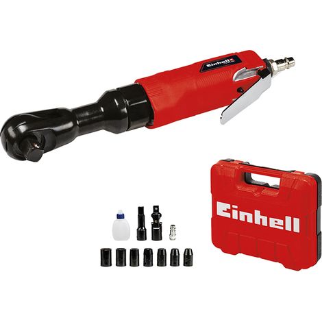 Einhell Clé à cliquet pneumatique TC-PR 68 (Pression maximale 6, 3 bars, adaptée au serrage et au desserrage de Vis, avec 7 Douilles, Coffret de transport et de Rangement, Huile Non fournie)