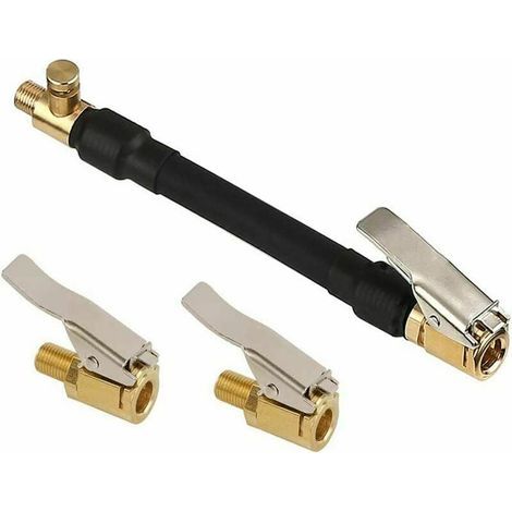 Adaptateur de Valve de Pneu de Voiture, Tuyau Pompe Gonflage Pneu avec 2 Embout de Gonflage Laiton, Raccord de Valve de Gonflage pour Voiture, Vélo, Moto-Devenirriche (1/5)