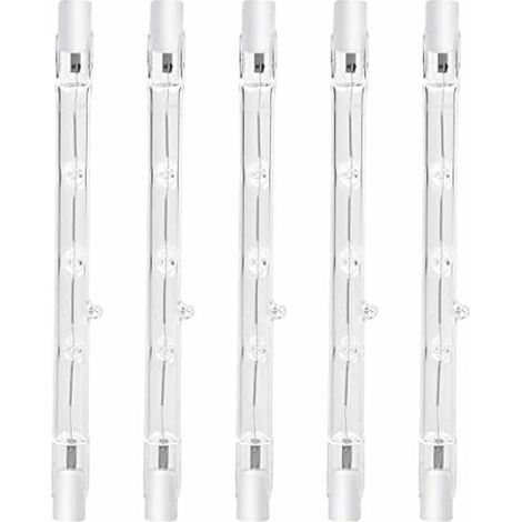 Lampadina alogena dimmerabile R7s da 100 W, 118 mm, bianco caldo 2800 K, faretto lineare R7s, AC 220-240 V per illuminazione domestica, lavoro, sicurezza, illuminazione stradale, ecc. (5 pezzi) (1/4)