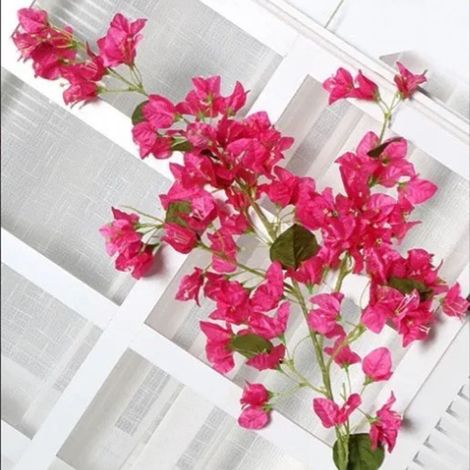 Branches de bougainvillée artificielles en soie de 120 cm, rose artificielle, bougainvillée rouge avec tiges en fil de fer pour décorations de mariage (1/5)