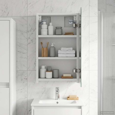 vidaXL Mobiletto per specchio da bagno Bianco 30 x 10,5 x 50 cm