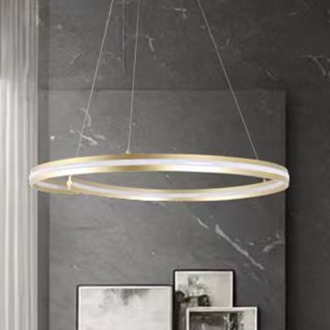 TRADE SHOP - Lampadario Led Moderno A Semicerchio 100w A Sospensione Luce 6500k 70cm Oro 33443 -