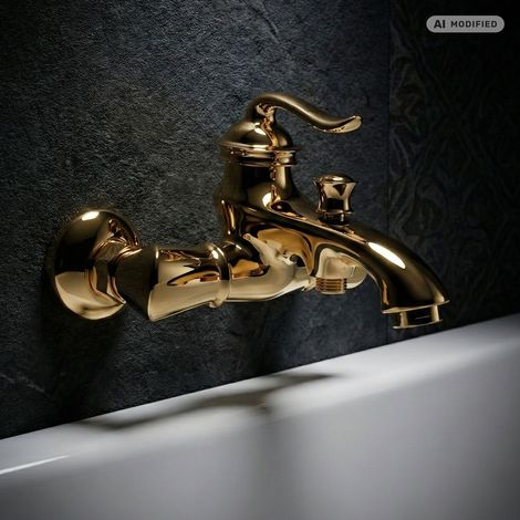 Robinet de Baignoire PaulGurkes en Or, Montage en Surface, Style Rétro Nostalgique (1/5)
