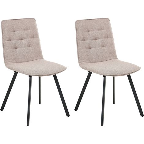 Beliani Dining Chairs Light Brown Fabric of Armless (pack of 2) Seat Height 48 cm, Holds up to 100 kg, 47 x 58 x 89 cm, 100% Polyester CARVER (1/5)