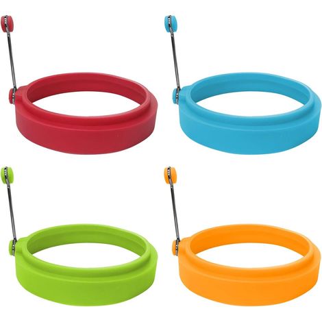 APEX Anneaux à œufs en silicone alimentaire, multicolores, moules à œufs (lot de 4, 10 cm) (1/5)