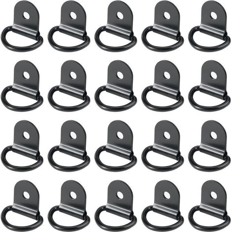 20 pièces Anneaux D'arrimage,Anneaux d'arrimage,Anneau Arrimage INOX,remorque d'anneau Montage d, Anneau d arrimage Rond pour Pliable avec Verrouillage de Charge dans Les Voitures(36 x 25 mm, Noir) (1/4)
