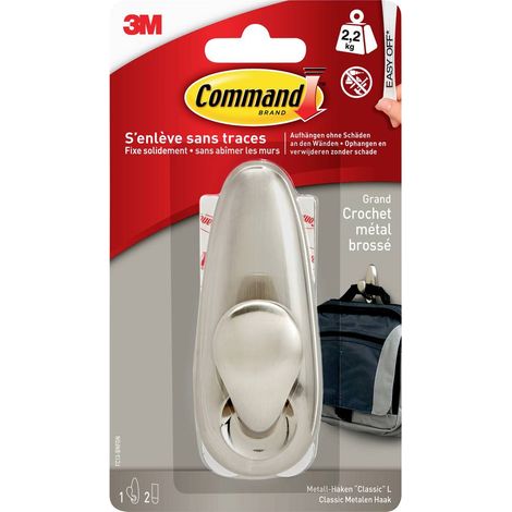 3M COMMAND CROCHET EN MÉTAL CLASSIC, TAILLE: L, ARGENT FC13-BNFGN (1/3)