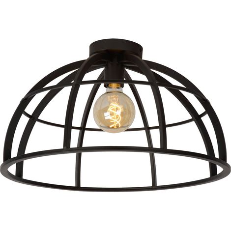 Plafonnier filaire métal noir 50 cm 1xE27 Lucide Dikra (1/2)