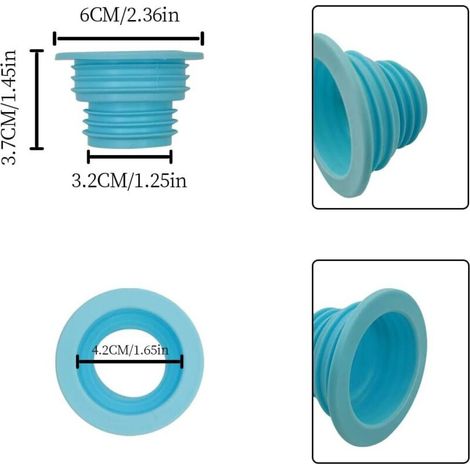 Set di 4 guarnizioni deodoranti in silicone per tubo di scarico, tappo di tenuta per tubo di scarico della lavatrice, per bagno, cucina e lavanderia (blu) (1/4)