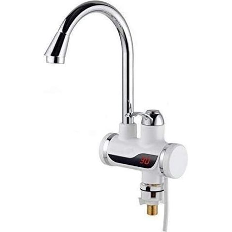 Calentador de tanque de cocina Grifo eléctrico instantáneo Grifo de calentamiento rápido de agua caliente eléctrica con pantalla de temperatura Enchufe europeo Calentador de agua eléctrico digital Gri (1/5)