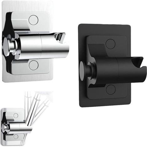 Soporte para ducha de mano, Soporte universal para cabezal de ducha, Soporte para cabezal de ducha de 2 piezas, Negro/Plata (1/5)