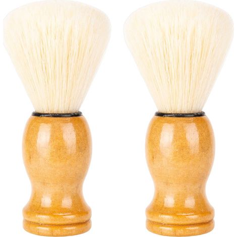 Mini blaireau de rasage synthétique avec manche en bois doux pour homme, idéal pour les voyages et la maison (1/4)