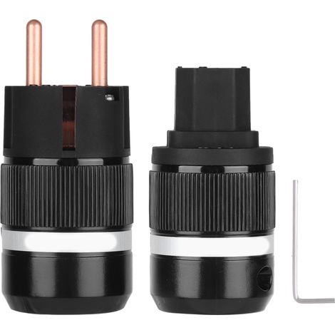 IEC C14/C13-Stecker aus reinem Kupfer für Netzkabel – EU-Stecker 100–250 V, Stecker E100/Buchse