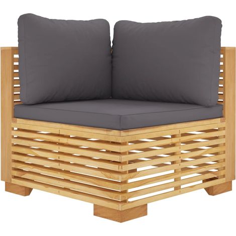 Maison Exclusive - Garten-Ecksofa mit Dunkelgrauen Kissen Massivh