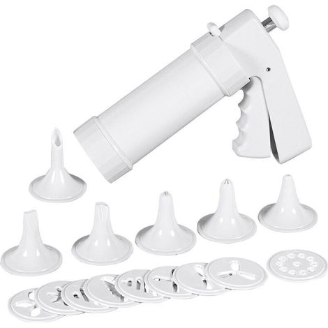Pastry press with 10 mold discs and 6 nozzles