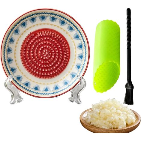 Râpe à Ail en Céramique 3 Pièces Plat Rond Manuel En Céramique Avec Brosse À Râper Les Fruits Pour la Cuisine et la Pâtisserie, Préparation du Chocolat, Cuisson des (1/5)
