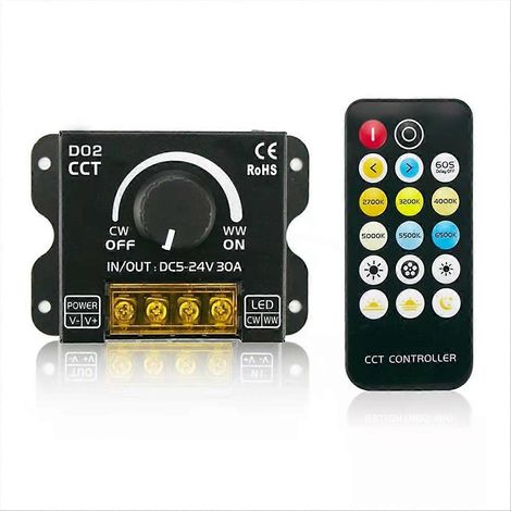 Kabelloser 30-A-Drehknopfdimmer, RF-Dimmer mit zwei Farben, Drehknopfregler für die Farbtemperatur (1/5)