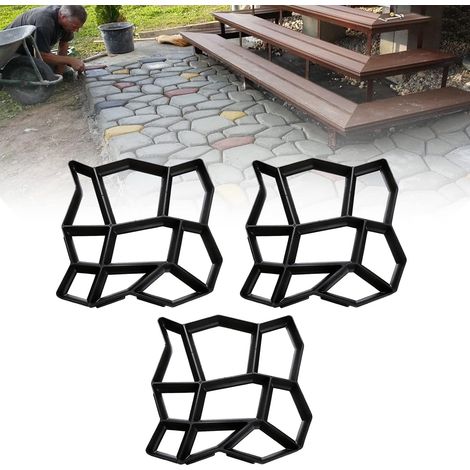 Set of 3 DIY Paving Molds - 43 x 43 x 4 cm - For Concrete, Sidewalks, Paving Stones, Patio Slabs (1/5)