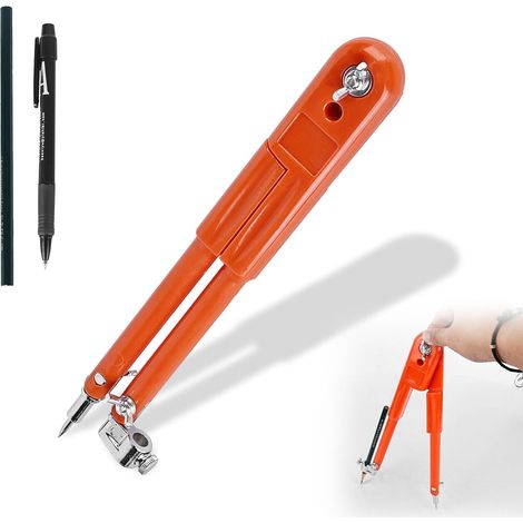 Carpenter - Crayon de précision - 25 cm - Pour le travail du bois - Boussole professionnelle - Outils de traçage de rayon réglable - Compas de traçage avec porte-stylo pour cercles de dessin (1/5)