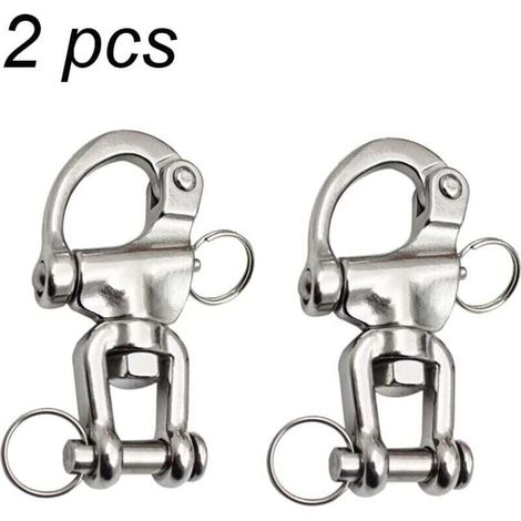 Mousqueton pivotant en acier inoxydable 316 – Charge maximale adaptée pour cordage de spi – Goupille à dégagement rapide – Dimensions 70 mm